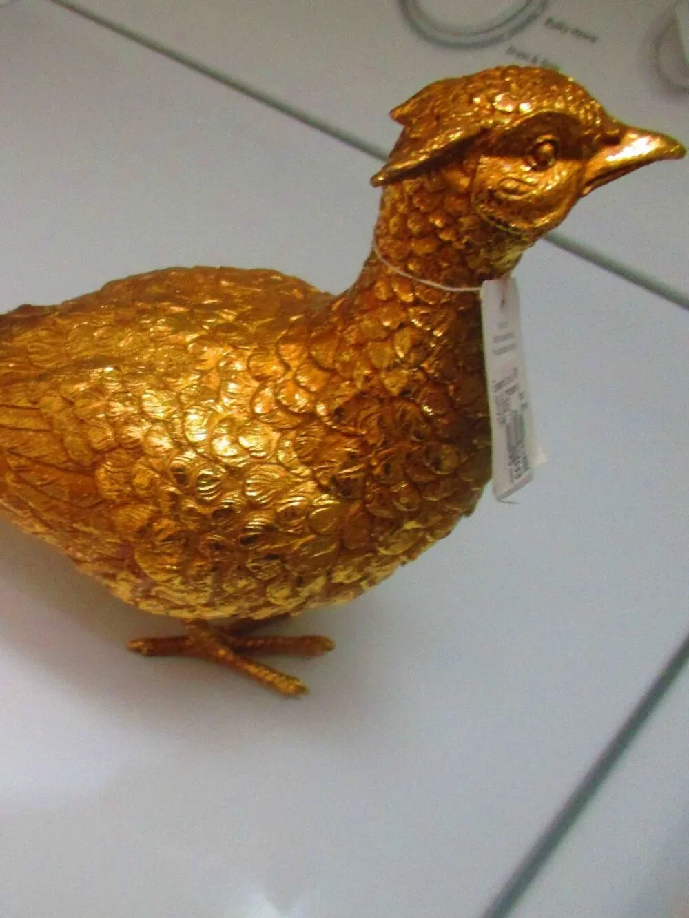 RAZ Imports Metal and Resin Gold Pheasant, Solid not Hollow, Brand New with Tags